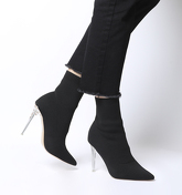 Office Almighty Fine- Point Sock Boot BLACK WITH CLEAR HEEL