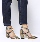 Office Hail- Cross Strap Flared Block Heel NATURAL SNAKE