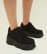 Black Suedette Chunky Platform Trainers New Look