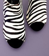 Black Leather Faux Pony Hair Zebra Print Heels New Look