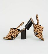 Brown Giraffe Print Suedette Block Heel Sandals New Look