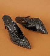 Black Faux Snake Dip Front Mules New Look