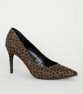 Khaki Animal Print Pointed Court Shoes New Look