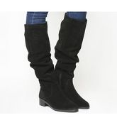 Office Kove- Flat Slouch Suede Boot BLACK SUEDE