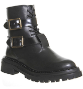 Hudson London Kerb Strap Boots BLACK LEATHER