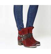 Fly London Lok Strap Ankle Boot WINE DARK BROWN OIL SUEDE RUG