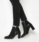 Office Ava- Side Zip Heel Boot BLACK SNAKE LEATHER