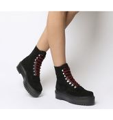 Office Atomize- Heavy Sole Lace Up Boot BLACK SUEDE WITH HIKER DETAIL