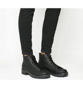 Office Avalanche Lace Up Hiker Boots BLACK TUMBLED