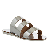 Office Oxide Strap Slide Sandal SILVER MIRROR LEATHER