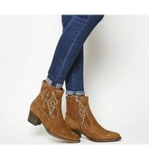 Office Atlanta High Cut Western Boots TAN SUEDE EMBROIDERY