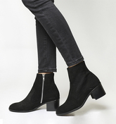 Office Albury- Unlined Block Heel Boot BLACK SNAKE EMBOSSED SUEDE