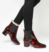 Office Love Bug Block Heel Chelsea Boots BURGUNDY PATENT LEATHER