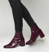 Office Alexia- Retro Point Block Heel Boot BORDEAUX CROC LEATHER