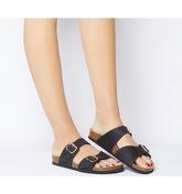 Office Stride- Double Buckle Footbed BLACK NUBUCK