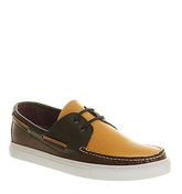 Poste Batello Boat Shoe GREEN MUSTARD BROWN LEATHER