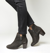 Office Justine Double Zip Boot DARK GREY SUEDE