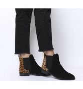 Office Bramble Chelsea BLACK SUEDE LEOPARD COW HAIR MIX