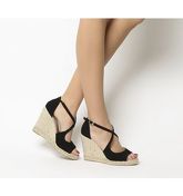 Office Halkidiki Espadrille Wedge BLACK SUEDE