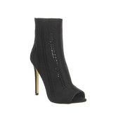 Office Lipstick Peep Toe Ankle Boots BLACK KNIT