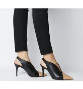 Office Marathon High Vamp Open Sling BLACK LEATHER NUDE TOE CAP