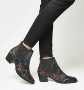 Office L.a Chelsea Boots BLACK LEATHER EMBROIDERY