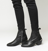 Office Leighton Unlined Western Boots BLACK LEATHER WITH SILVER HARDWARE