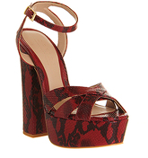 Office Siren Platform Sandal RED SNAKE LEATHER