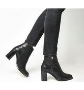 Office Ava- Side Zip Heel Boot BLACK LEATHER