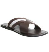 Ask the Missus Hector Cross Strap Sandal BROWN LEATHER