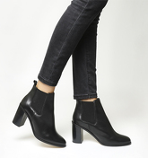 Office Logo Block Heel Chelsea Boots BLACK LEATHER