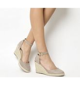 Office Marsha Closed Toe Espadrille Wedge TAUPE WITH GOLD HEEL CLIP