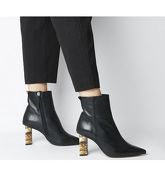 Office Attention- High Feature Heel Boot BLACK LEATHER FEATURE HEEL