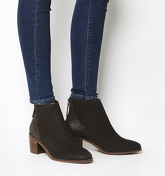 Office Aylesbury- Block Heel Casual Back Zip CHOC NUBUCK