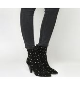 Office Absinthe-pointed Cone Heel BLACK SUEDE STUDDED