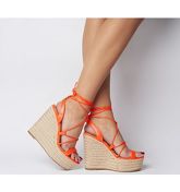 Office Hula Ghillie Chunky Wedge FLURO ORANGE