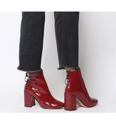 Office Argon- Block Heel Back Zip RED PATENT