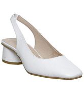 Office Manners Slingback Flared Heel Court PATENT WHITE CROC LEATHER