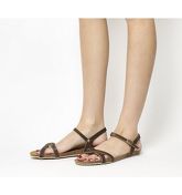 Office Safari Cross Strap Footbed Sandal BROWN LEATHER