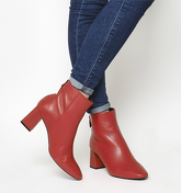 Office Avocado- Mid Block Heel Boot RED LEATHER