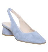 Office Manners Slingback Flared Heel Court PALE BLUE SUEDE