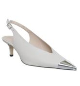 Office Melodramatic Metal Toe Point Slingback OFF WHITE LEATHER