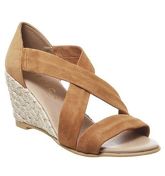 Office Maiden Cross Strap Wedge TAN SUEDE GOLD MIX JUTE