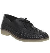 Office Leamouth Lace Up Woven BLACK WASHED LEATHER