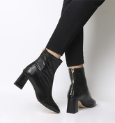 Office All Day- Back Zip Block Heel Boot BLACK LEATHER