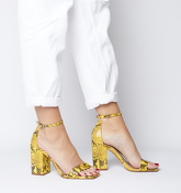 Office Heroic Block Heel Sandal YELLOW SNAKE LEATHER