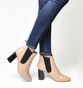 Office Autumn- Block Heel Chelsea Boot NUDE LEATHER