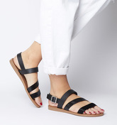 Office Sweet Heart- Asymmetric Strap Sandal BLACK LEATHER MIX