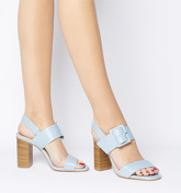 Office Honest Buckle Strap Block Sandal PALE BLUE LEATHER