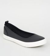 Wide Fit Black Slip On Ballet Trainers New Look Vegan